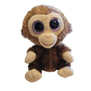 TY BEANIE BOOS 2012 Coconut the Monkey Purple Eyes Soft Plush Stuffed Animal 6"